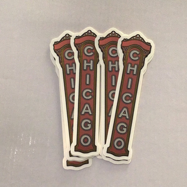 Vintage Chicago Theatre Facade Sticker - Collectible Windy City Souvenir Decal