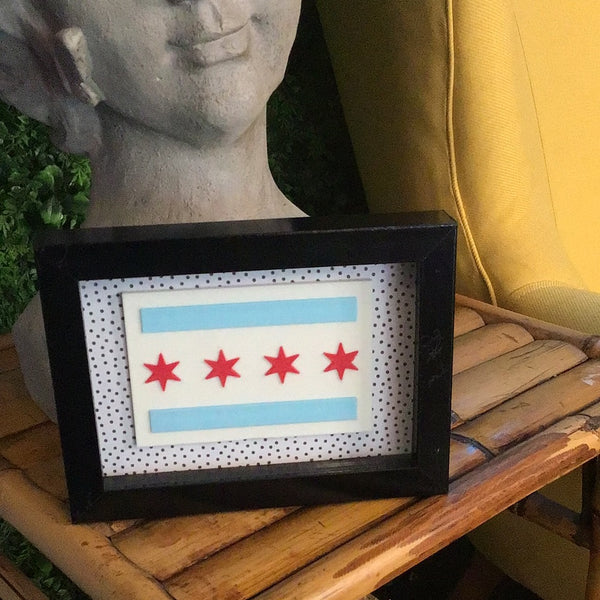 Urban Chic Chicago Flag – Modern Framed Cityscape Decor